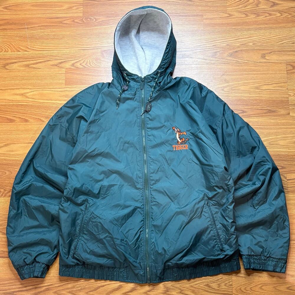 Vintage Disney Store Tigger Reversible Hooded Windbreaker Jacket Mens XXL